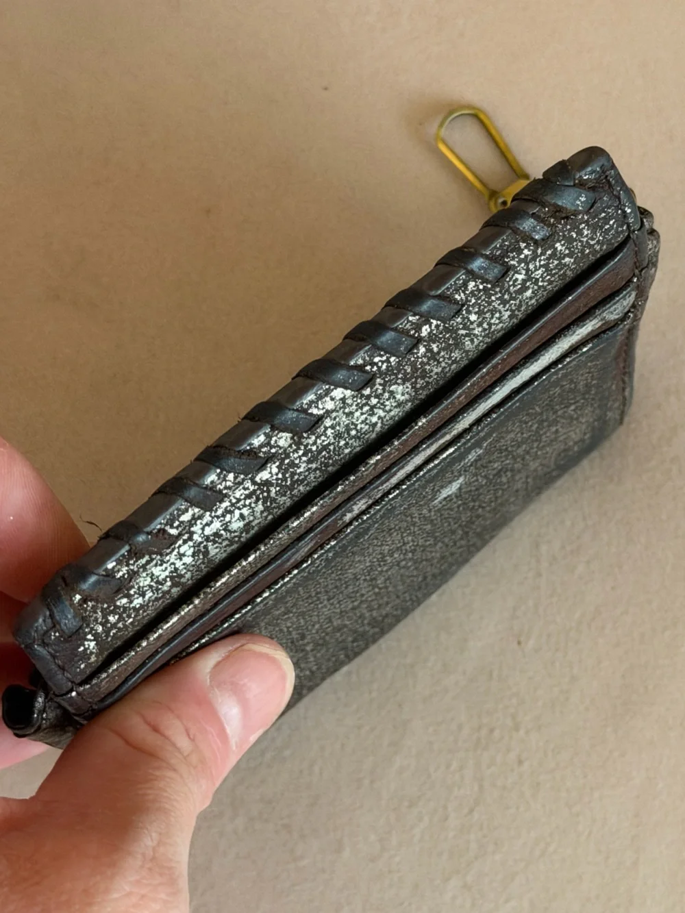 HOBO Black Wallet with Gold-Tone Speckle and Chain